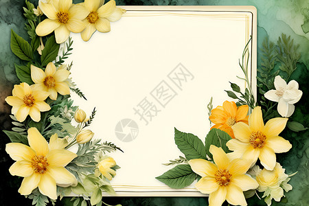 花朵信封边框花卉的边框背景