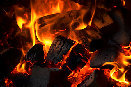 壁炉中燃烧的火焰背景图片