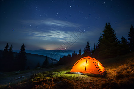 夜幕下的营地背景图片