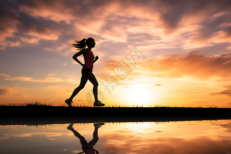 户外跑步运动的女子背景图片