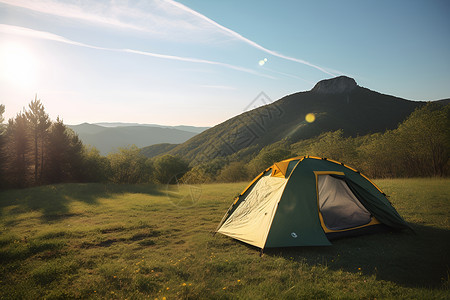 夏季户外露营的帐篷背景图片
