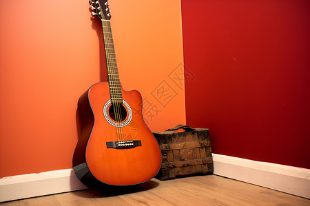 休闲娱乐的木吉他背景图片