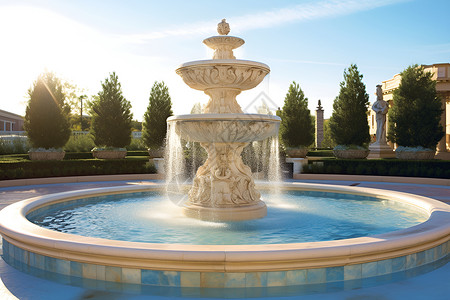 清新雅致的喷泉背景图片