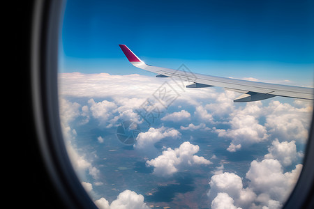 飞机窗外的美丽景观背景图片
