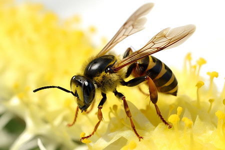 吮吸花蜜的蜜蜂高清图片