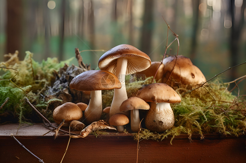 森林中的食用蘑菇图片