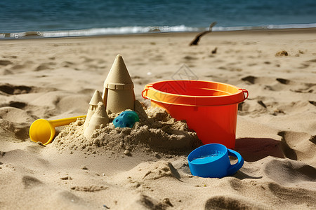 沙滩上的玩具背景图片