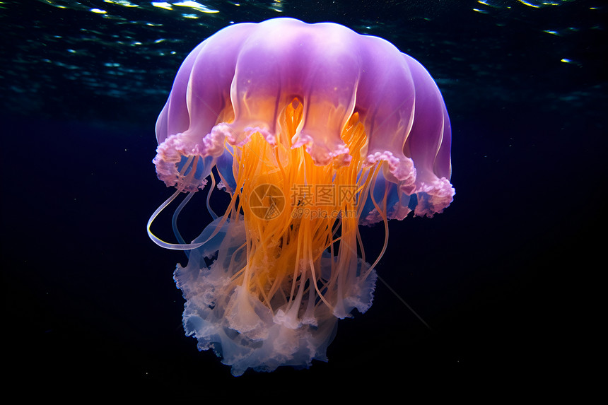 深海中的紫色水母图片