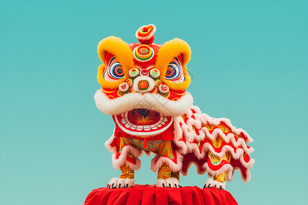 中国舞狮舞狮庆祝春节背景