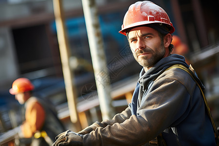 建筑施工安全生产工人在建筑施工背景