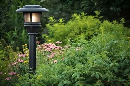 花园中的路灯背景图片