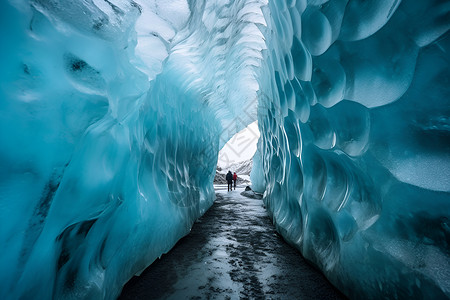 峡谷探险冰雪世界中的冒险背景