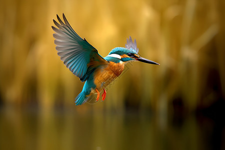 孔雀石翠鸟美丽翅膀的飞鸟背景
