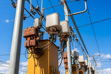 高压电传输塔背景图片