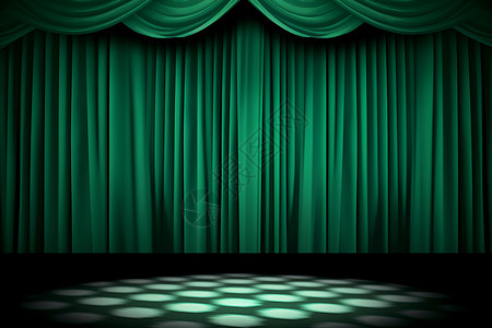 缎子舞台上的绿色幕布背景