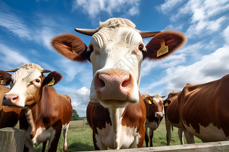 田间放牧的牛群背景图片