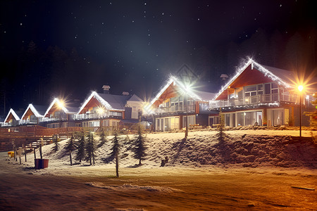 冬夜浪漫的房屋背景图片
