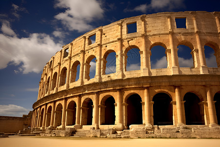 历史悠久的古罗马建筑遗址背景图片