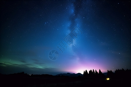绚彩美丽的夜晚星空背景图片
