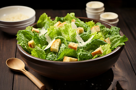 美味沙拉蔬菜凯撒堡高清图片