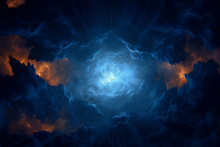 天空上云彩天空中的光束设计图片