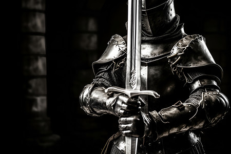 金属盔甲拿着剑的盔甲骑士背景