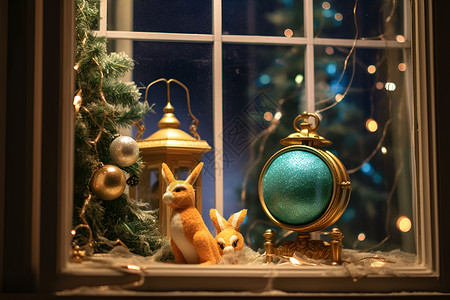 房间内的圣诞装饰品背景图片