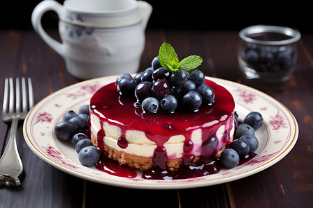蓝莓芝士蛋糕背景图片