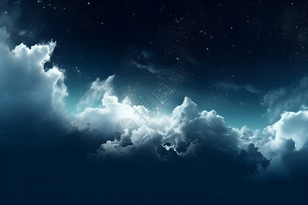 星空飘云下的深夜世界背景图片