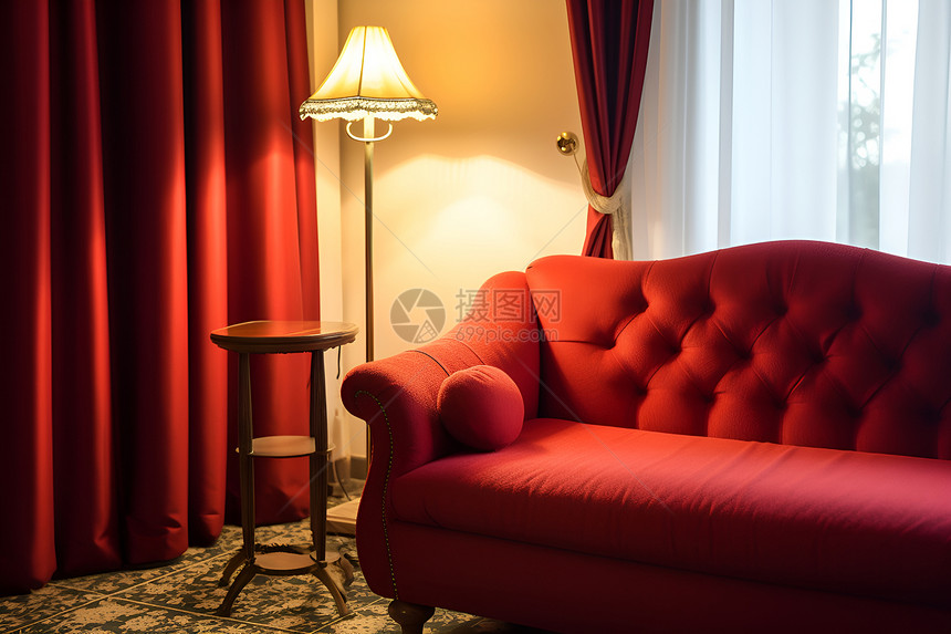 室内红色沙发图片