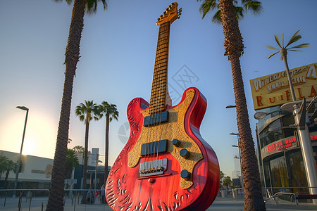一个吉他雕像背景图片