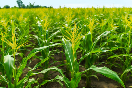 夏日一片玉米地背景图片