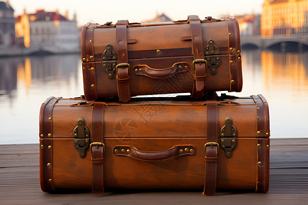 手提箱包古色古香的行李箱背景