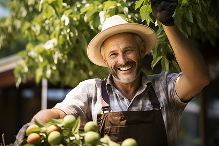 一个戴着帽子的农民背景图片