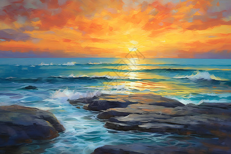 日落海景背景图片