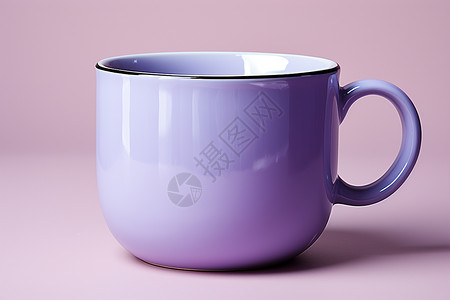 紫色的杯子放在桌上高清图片