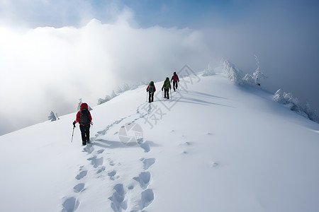 雪山的登山者背景图片