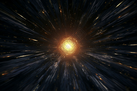 光射线星光环绕的黄光宇宙之门插画