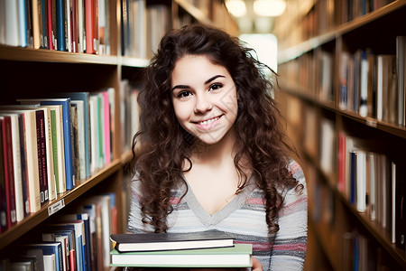 图书馆的大学女孩背景图片