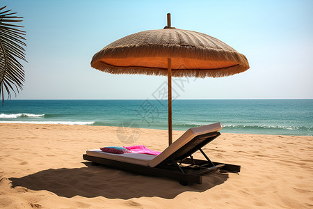 沙滩上的海滩椅背景图片