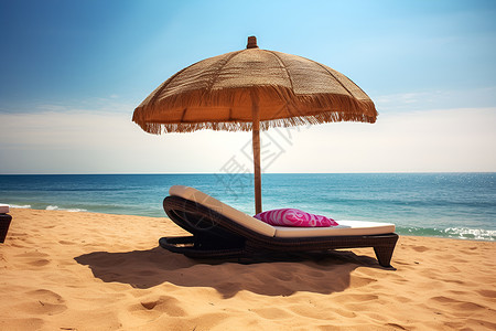 伞底下的沙滩椅背景图片