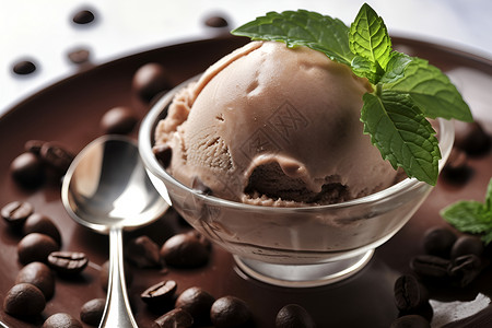 巧克力薄荷冰淇淋背景图片