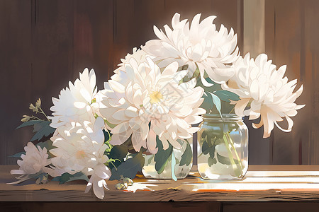 花瓶中的菊花背景图片