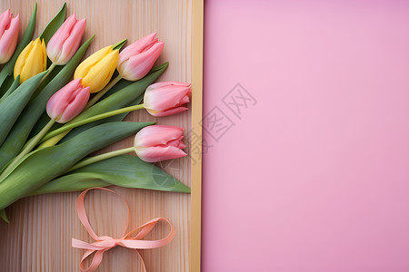 新鲜浪漫的郁金香花束背景图片