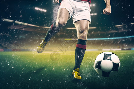 运动男士草坪上踢足球的男士设计图片