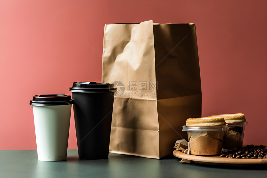 袋子和咖啡杯图片