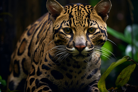 户外野生的豹猫背景图片