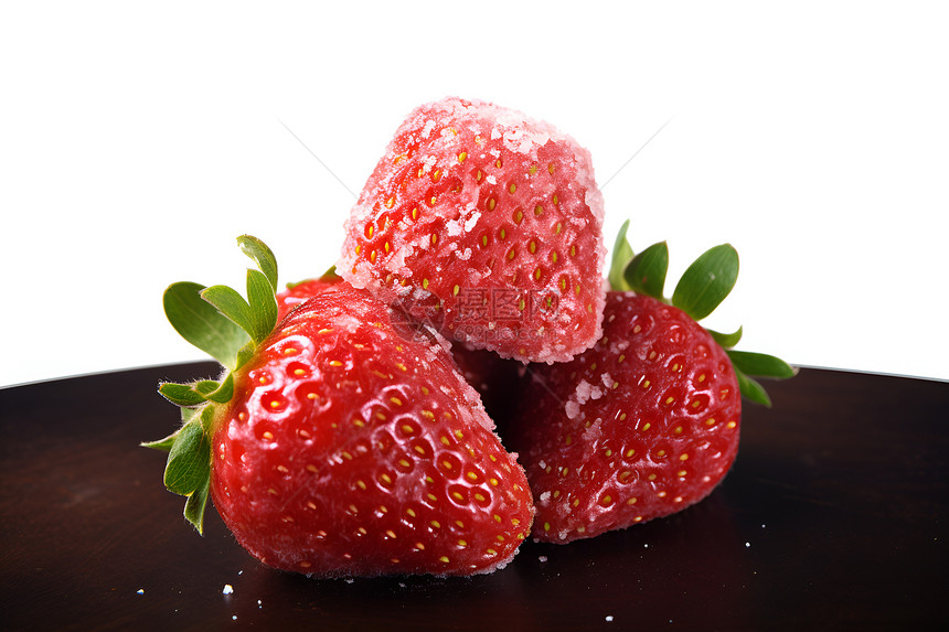 桌面上新鲜的草莓图片