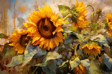 夏日金黄向日葵背景图片