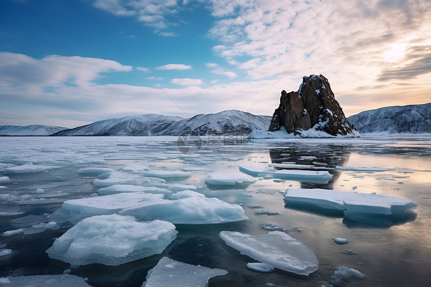 冬季寒冷的冰川景观图片